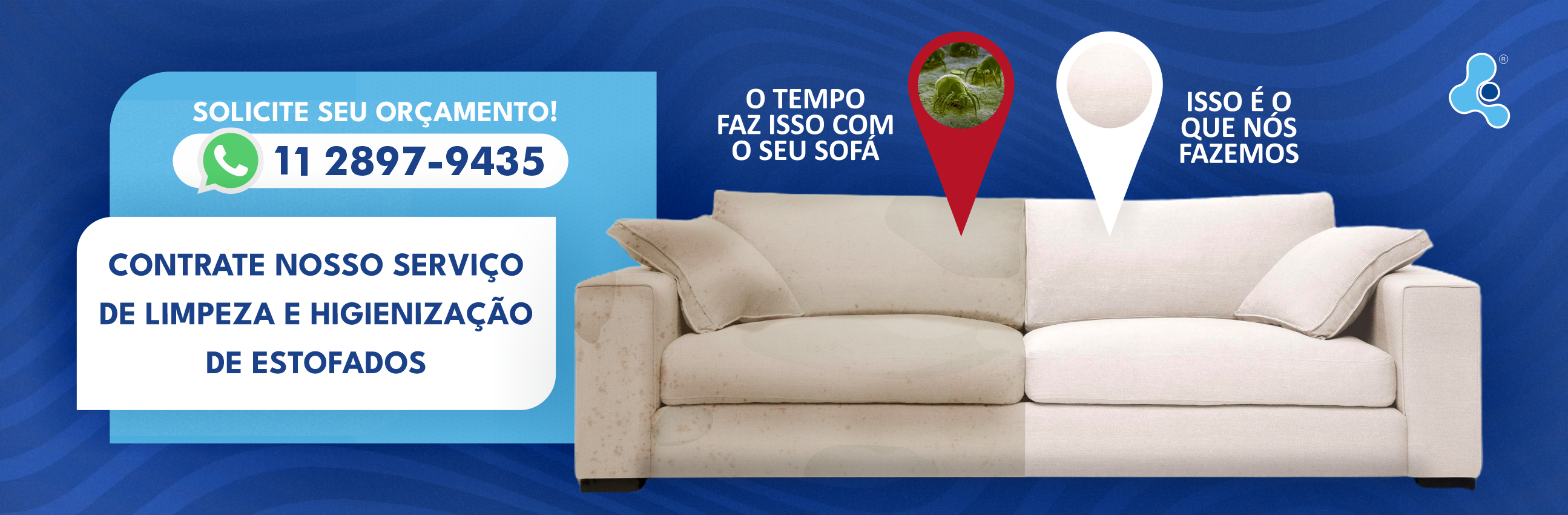 Banner Limpeza e Higienização de Estofados - Carrossel Site Limpa Forte Blue